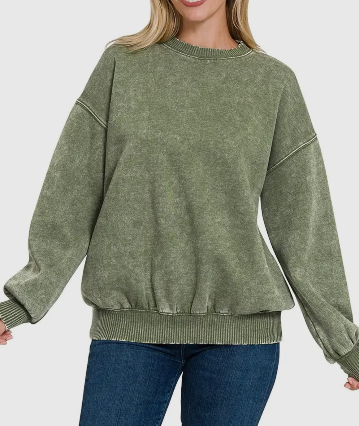 Snow Days Olive Vintage Wash Top (Extended Size)