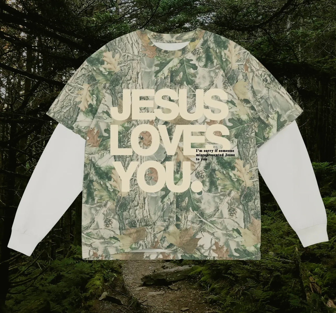 Jesus Loves You Camo Double Layered Long Sleeve (ARRIVING WEEK OF 9/2)