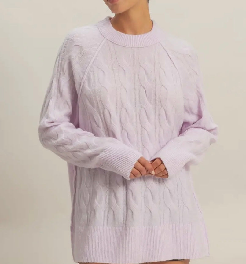 Nettie Lilac Cable-Knit Sweater