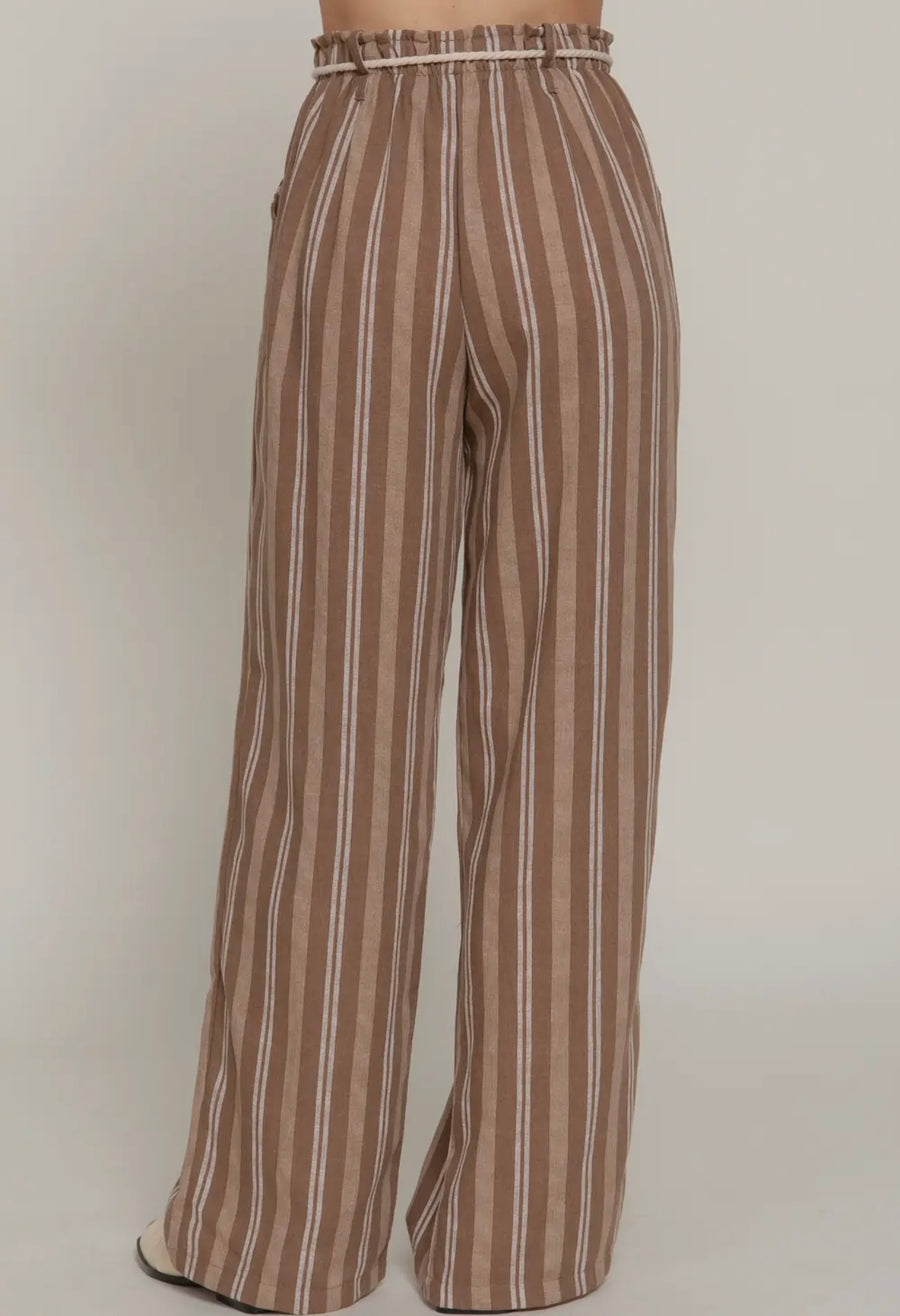 Indie Brown Stripe Belt Pant