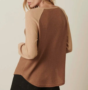 Autumn Air Waffle Henley Top