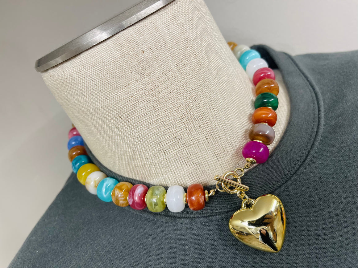 Heart Toggle Multi Color Pop Necklace