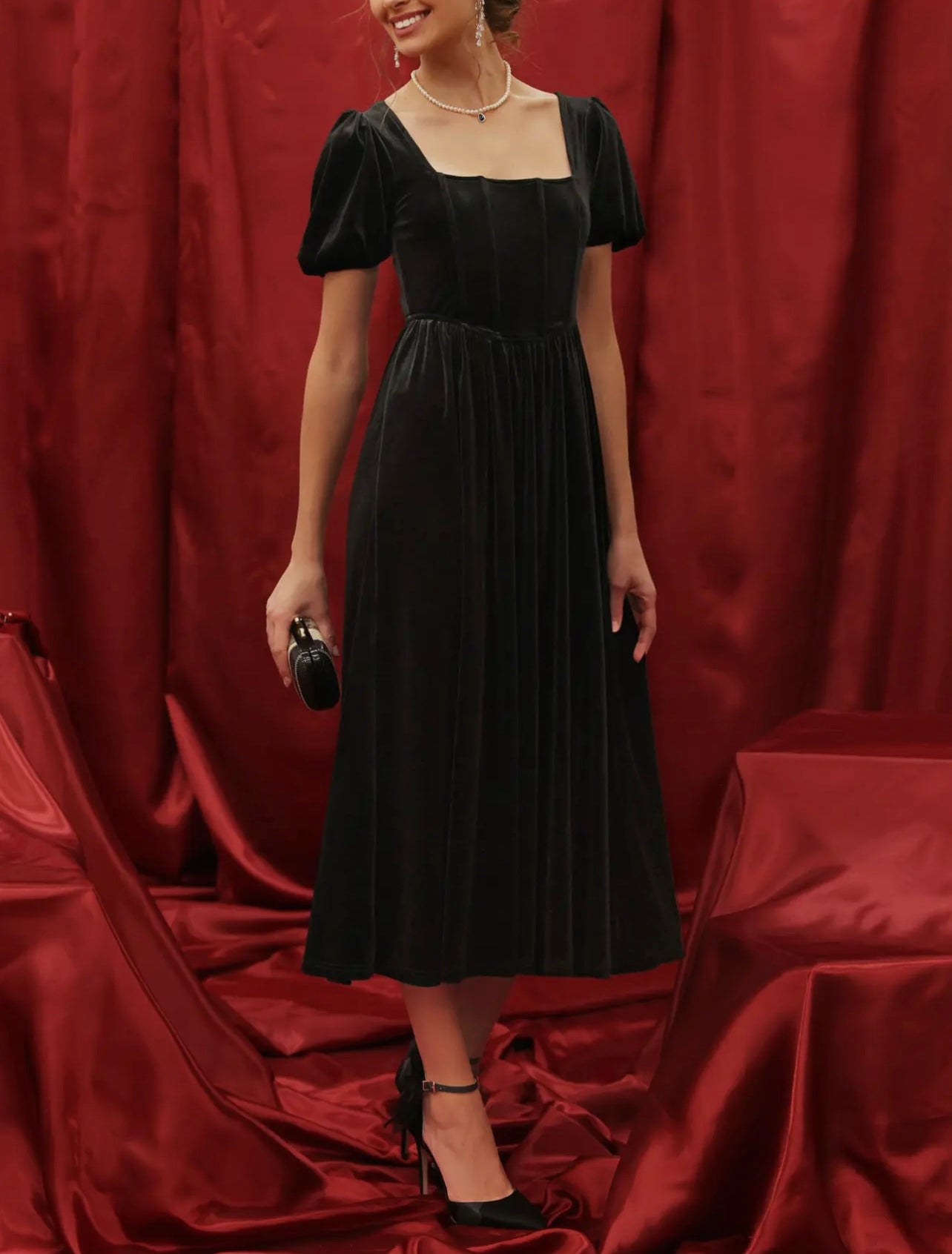 Holiday Ready Black Velvet Dress