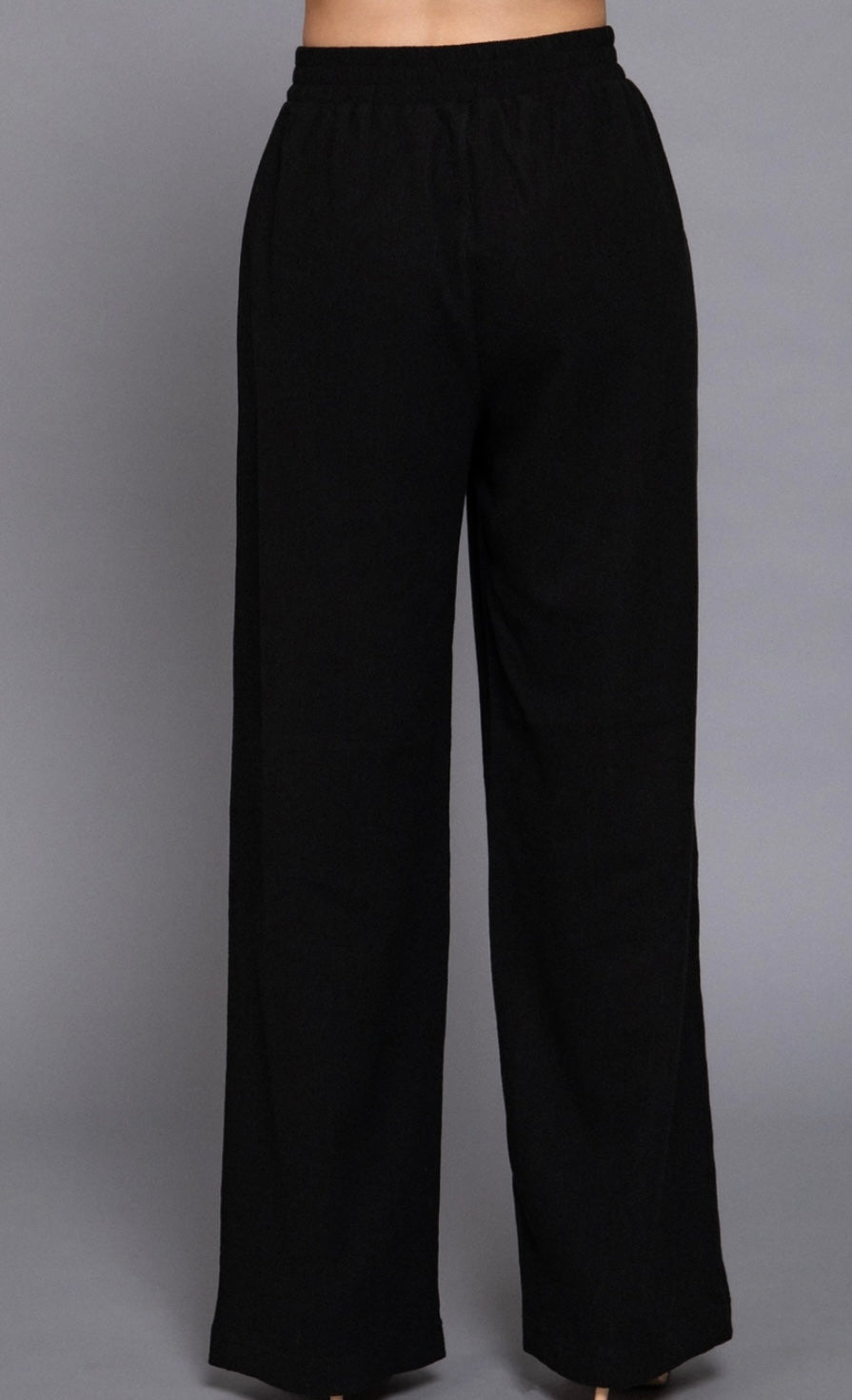 Two Tone Textured Knit Black Pant