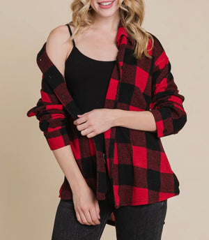 Black & Red Plaid Button Down Shirt (Standard & Extended)