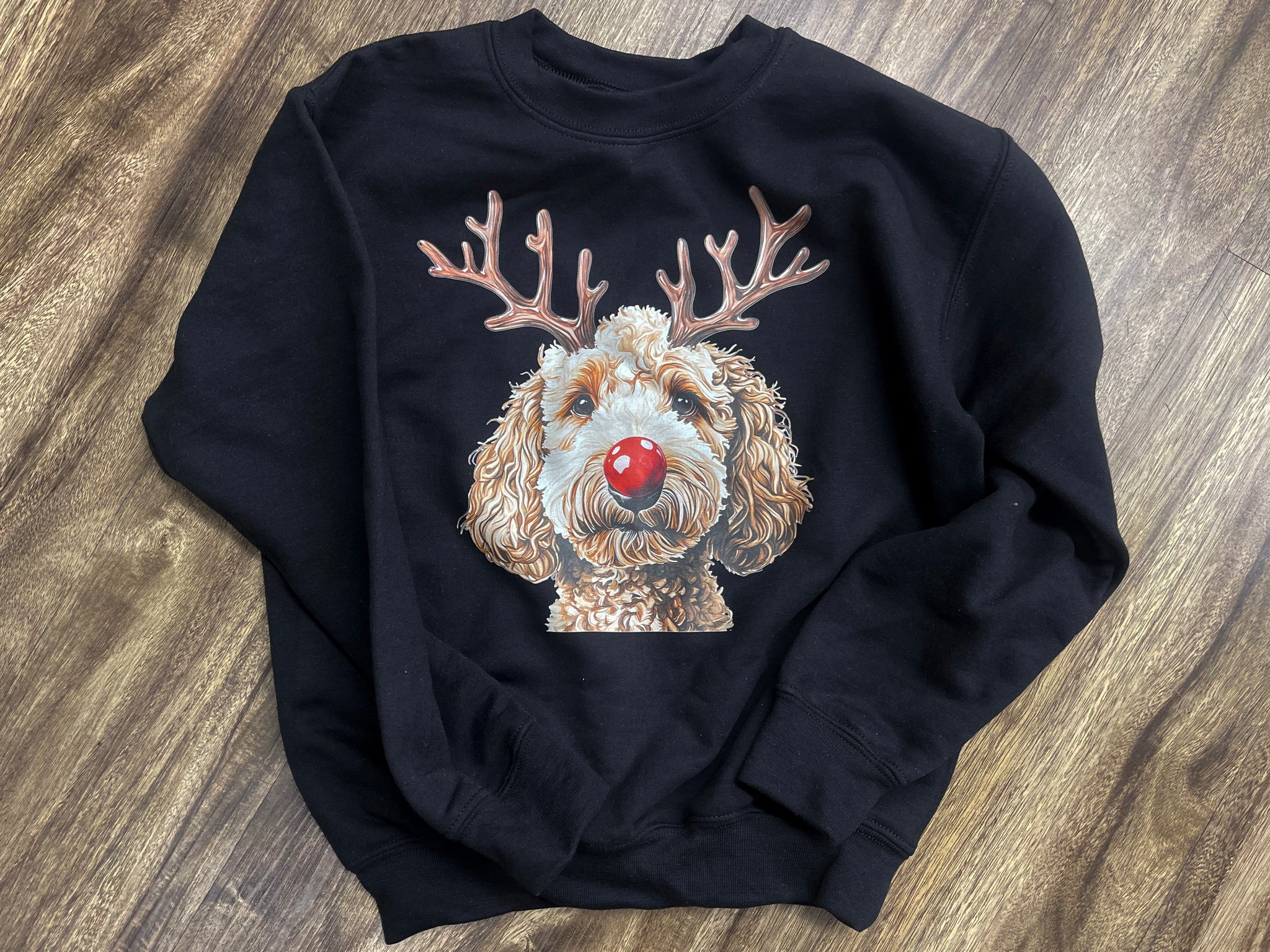 Golden Doodle Reindeer Crewneck Youth & Adult (2 Doodle Colors)