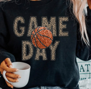 Game Day Basketball Faux Sequin Sweatshirt