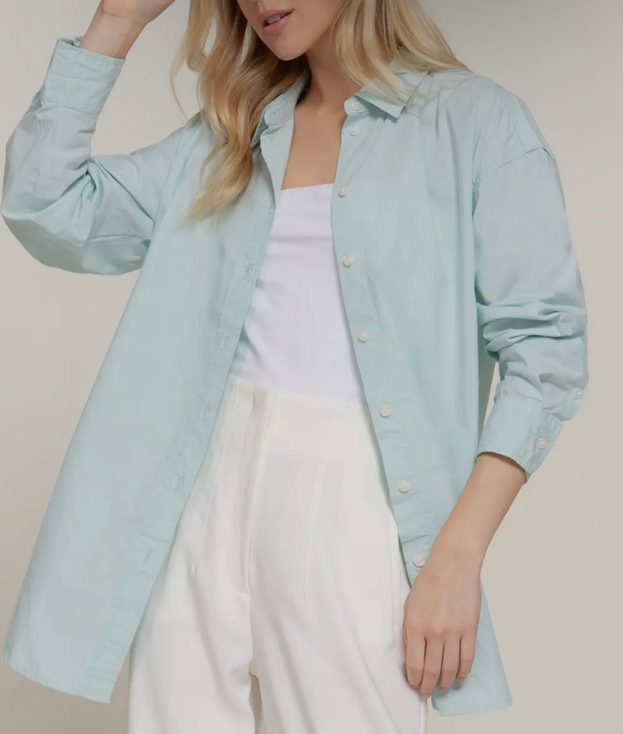 Emma Mint Relaxed Button Down Top