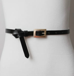 Gia Gold Buckle Skinny Belt