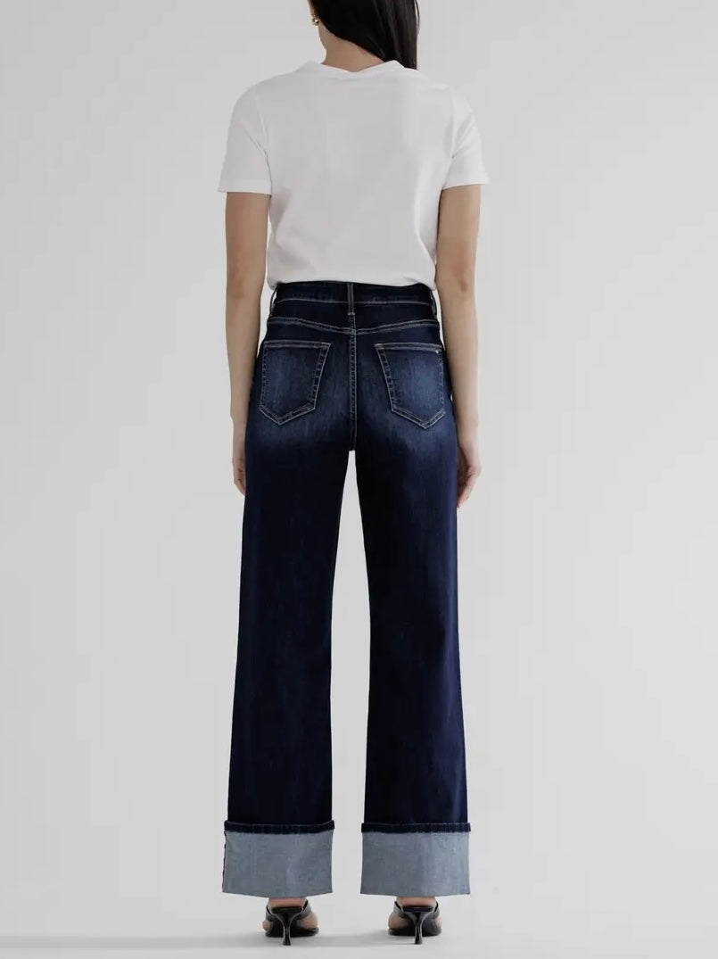 Pyper High Rise Wide Leg Cuff Hem Jean
