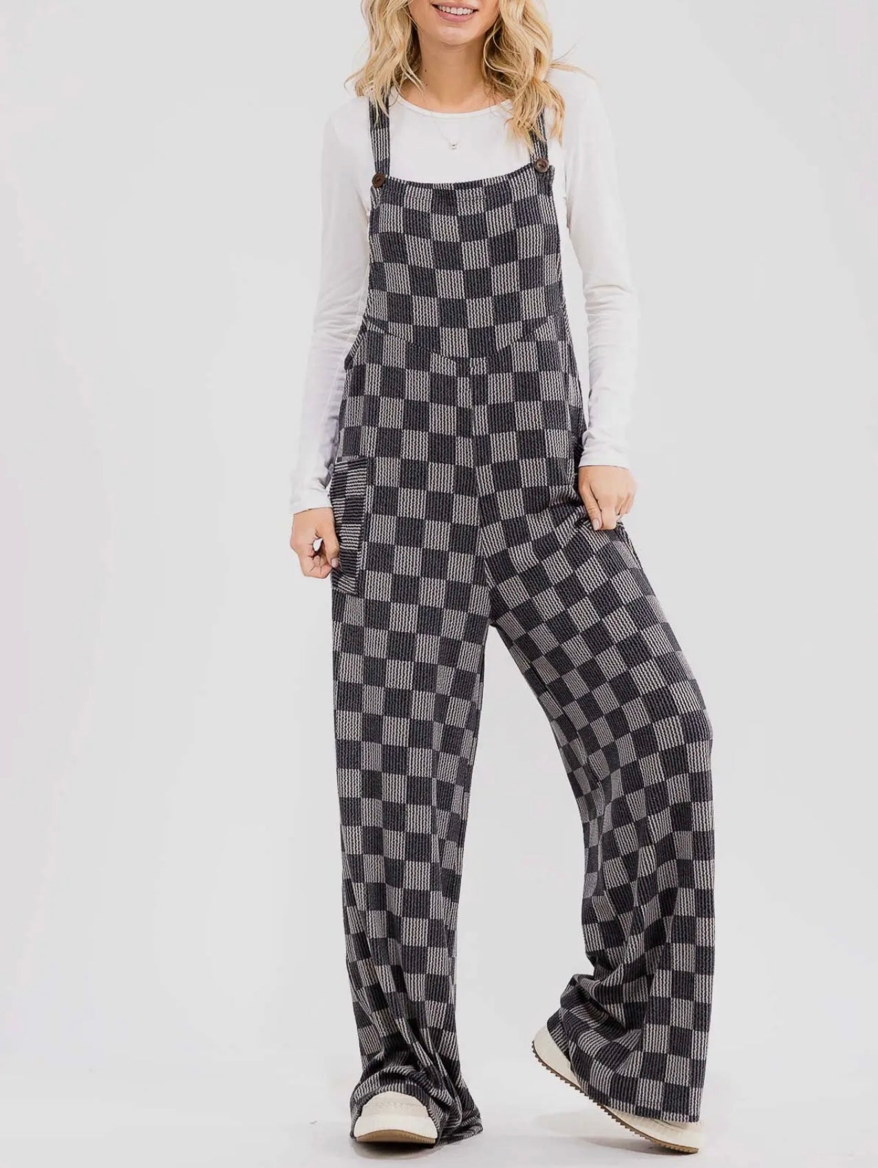 Flynn Checkered Ribbed Overalls