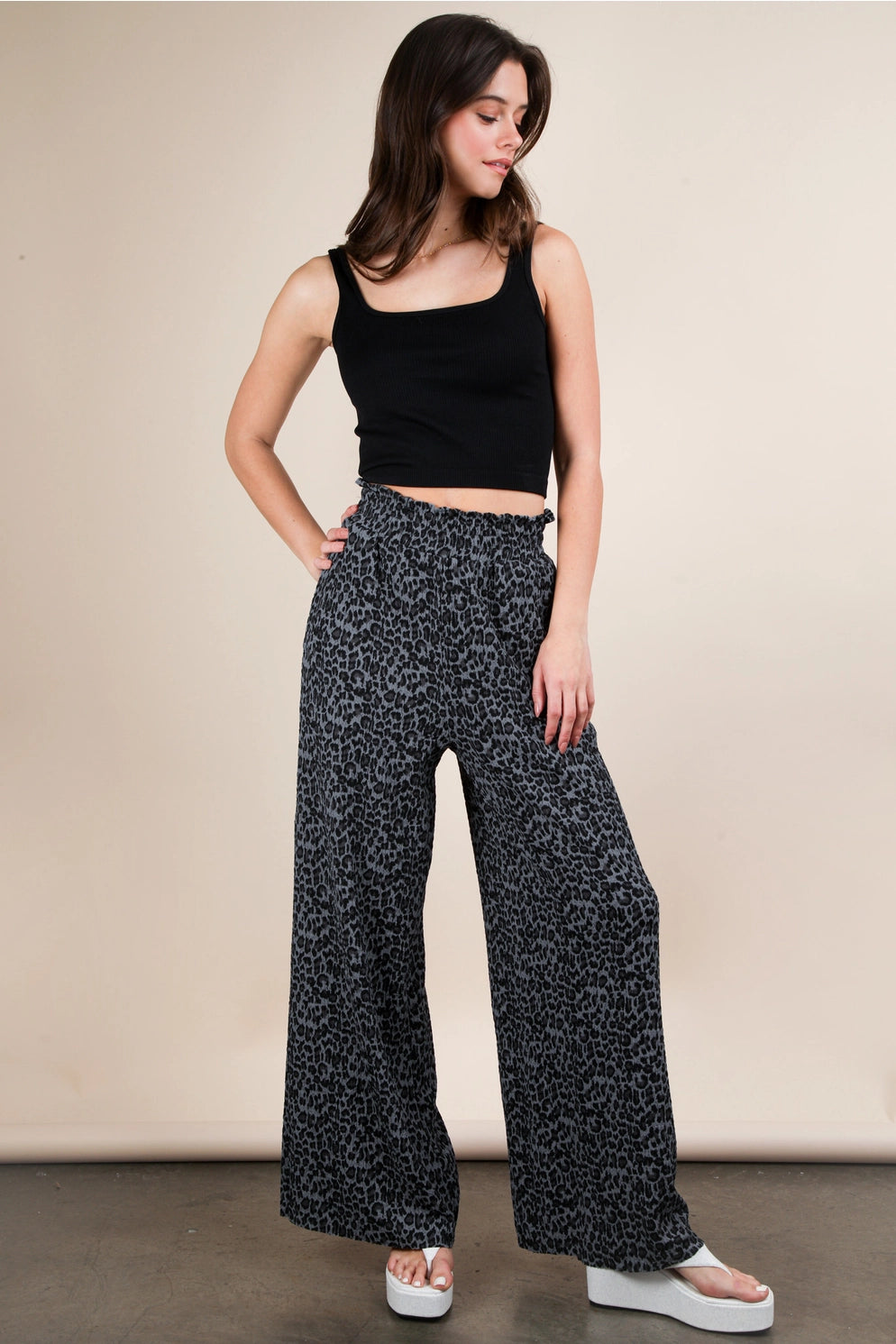 Penny Leopard Print Wide Leg Pant