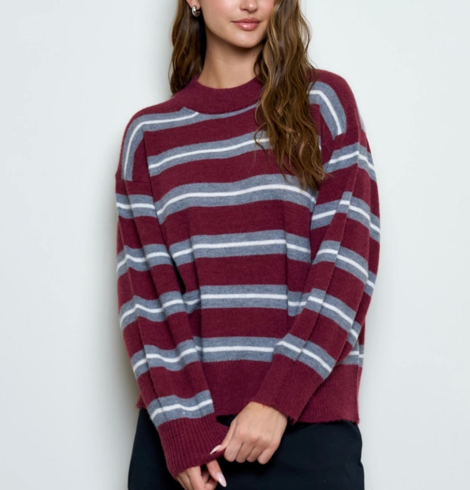 Nelson Burgundy Stripe Top