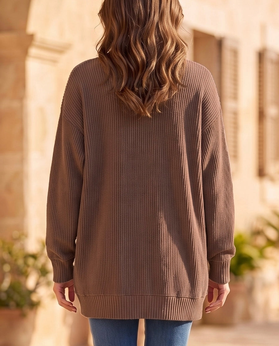 Fall Perfect Ribbed Front Pocket Cardigan (2 Colors)