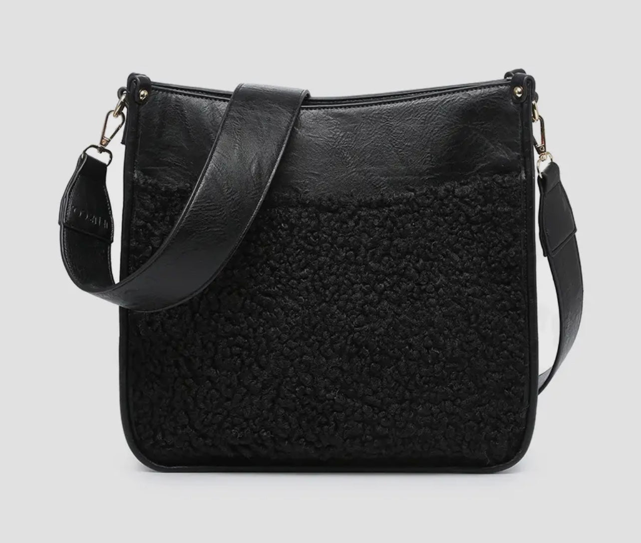 PBF Chloe Teddy Trim Black Crossbody