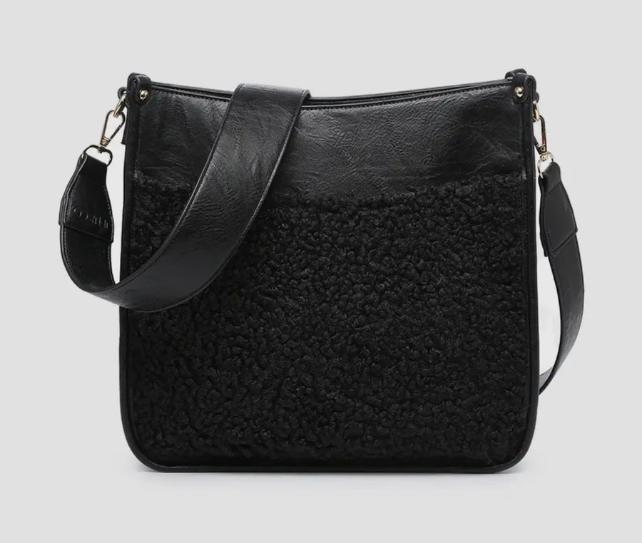 PBF Chloe Teddy Trim Black Crossbody