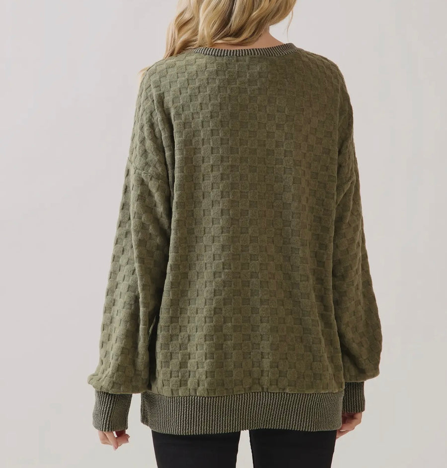 Quinn Textured Olive Quilted Top