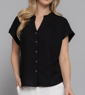 Ellen Dolman Button Down Linen Top
