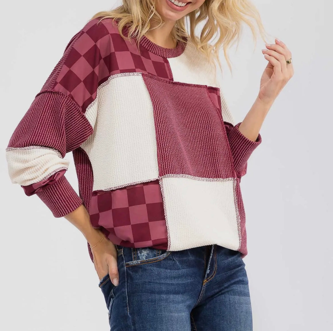 Flynn Colorblock & Checkered Top