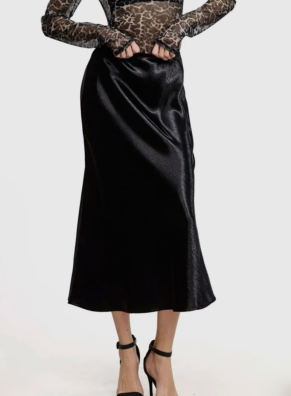 Jessica In Italy Black Satin Skirt