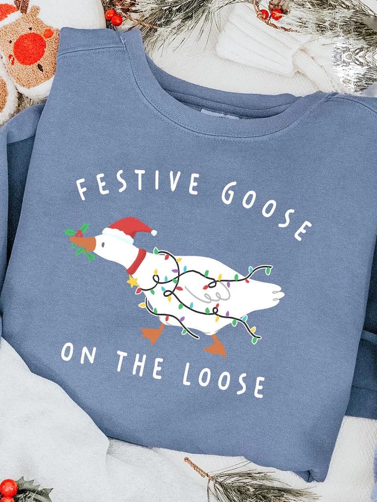 Festive Goose On The Loose Crewneck