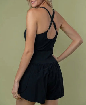 Action Black Peek Cross Back Romper