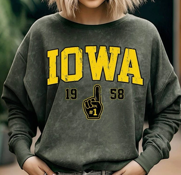 Iowa Olive Mineral Washed Crewneck
