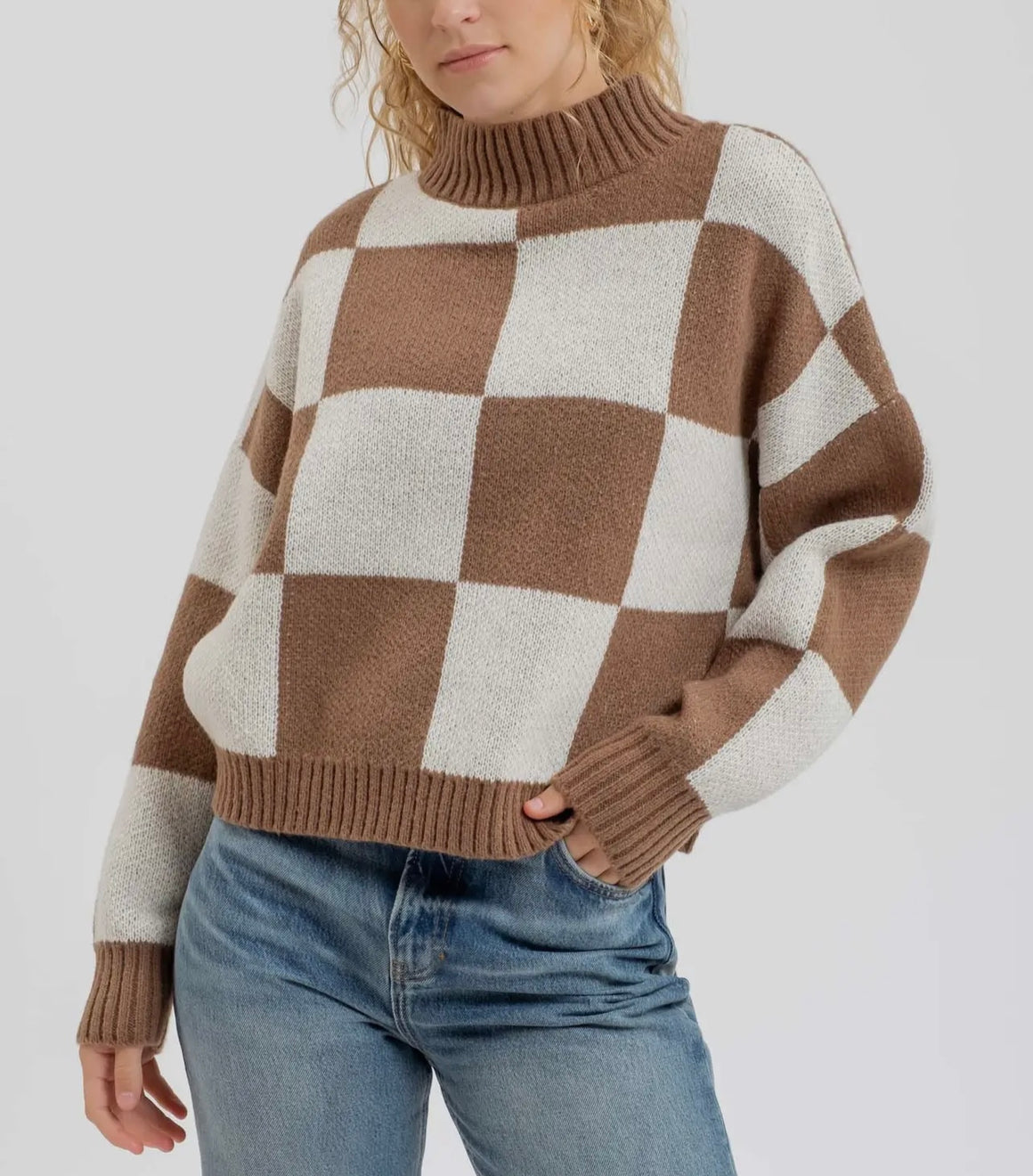 Cale Checkered Mocha Sweater