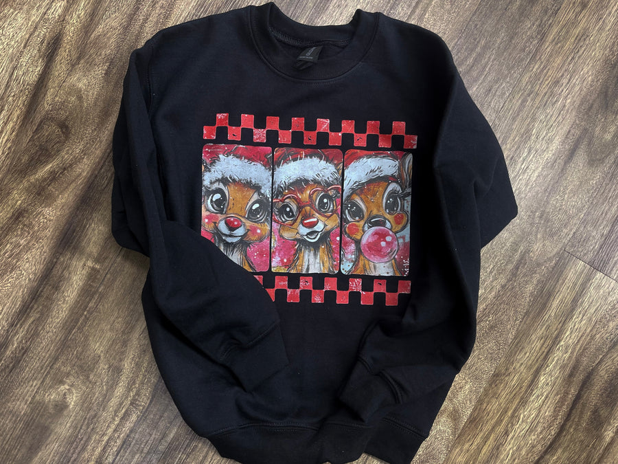 Cheerful Reindeer Holiday Crewneck Youth Crewneck