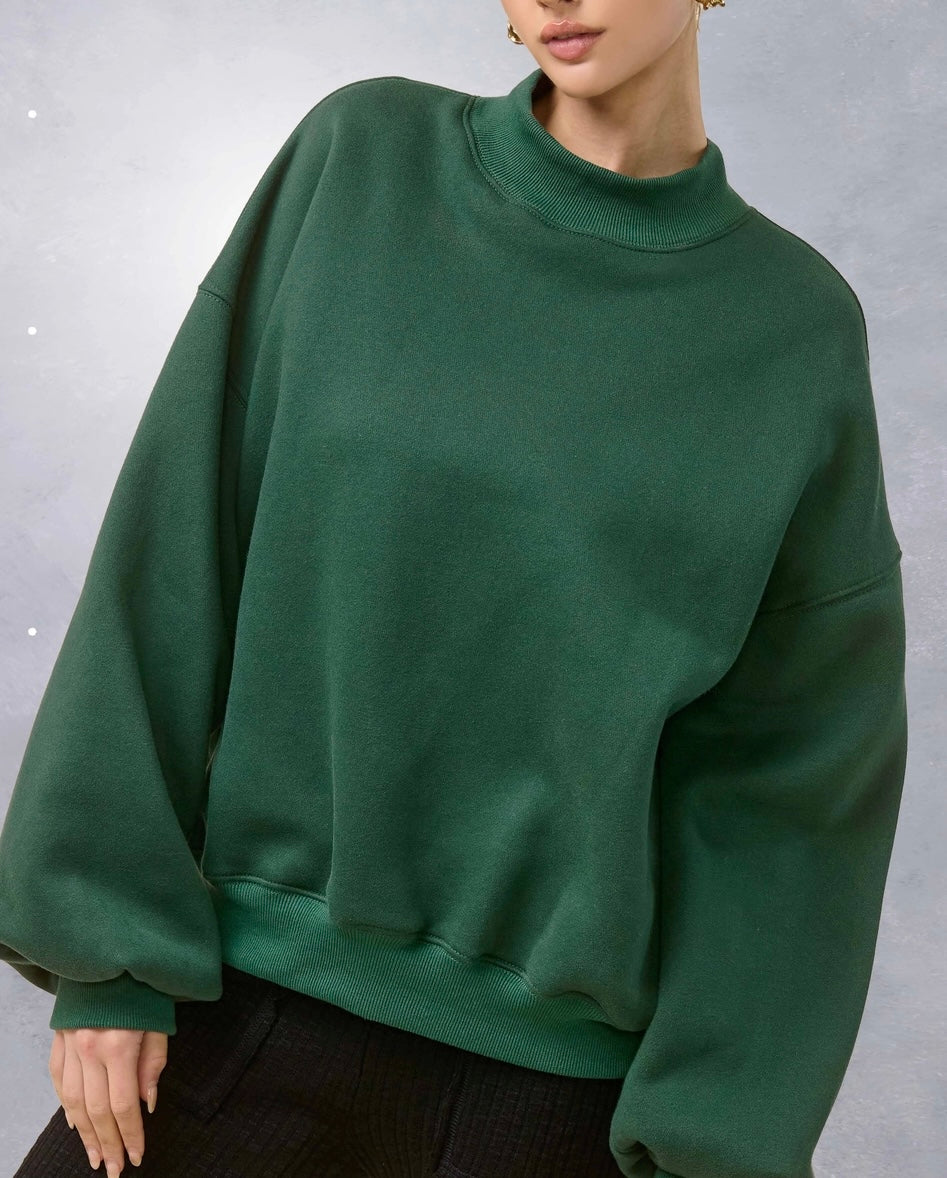 Marren Green Mock Neck Pullover