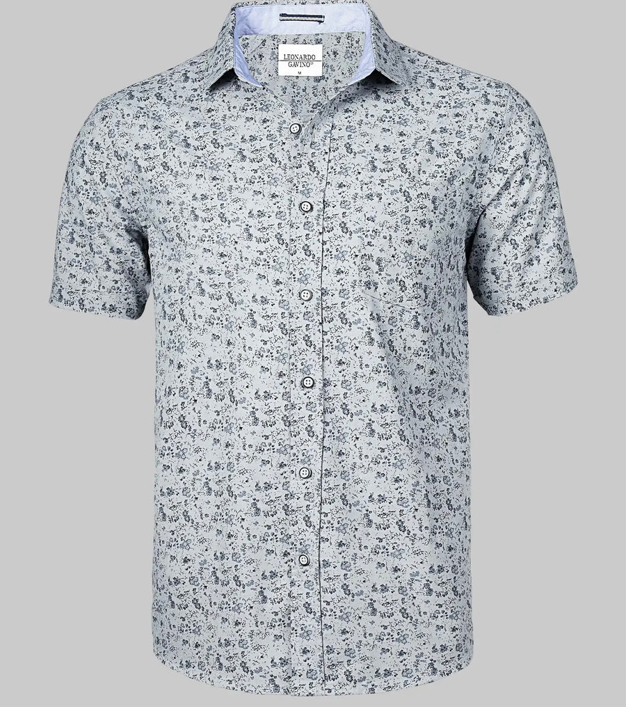 Ready Blue Floral Print Button Down Top