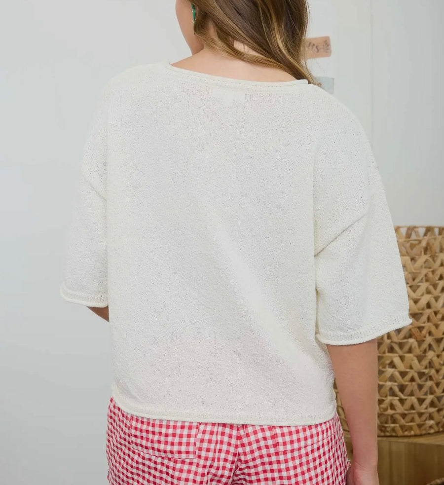 On Repeat Cream Raw Edge Top