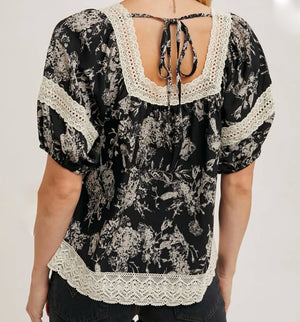 Cici Floral Square Neck Top
