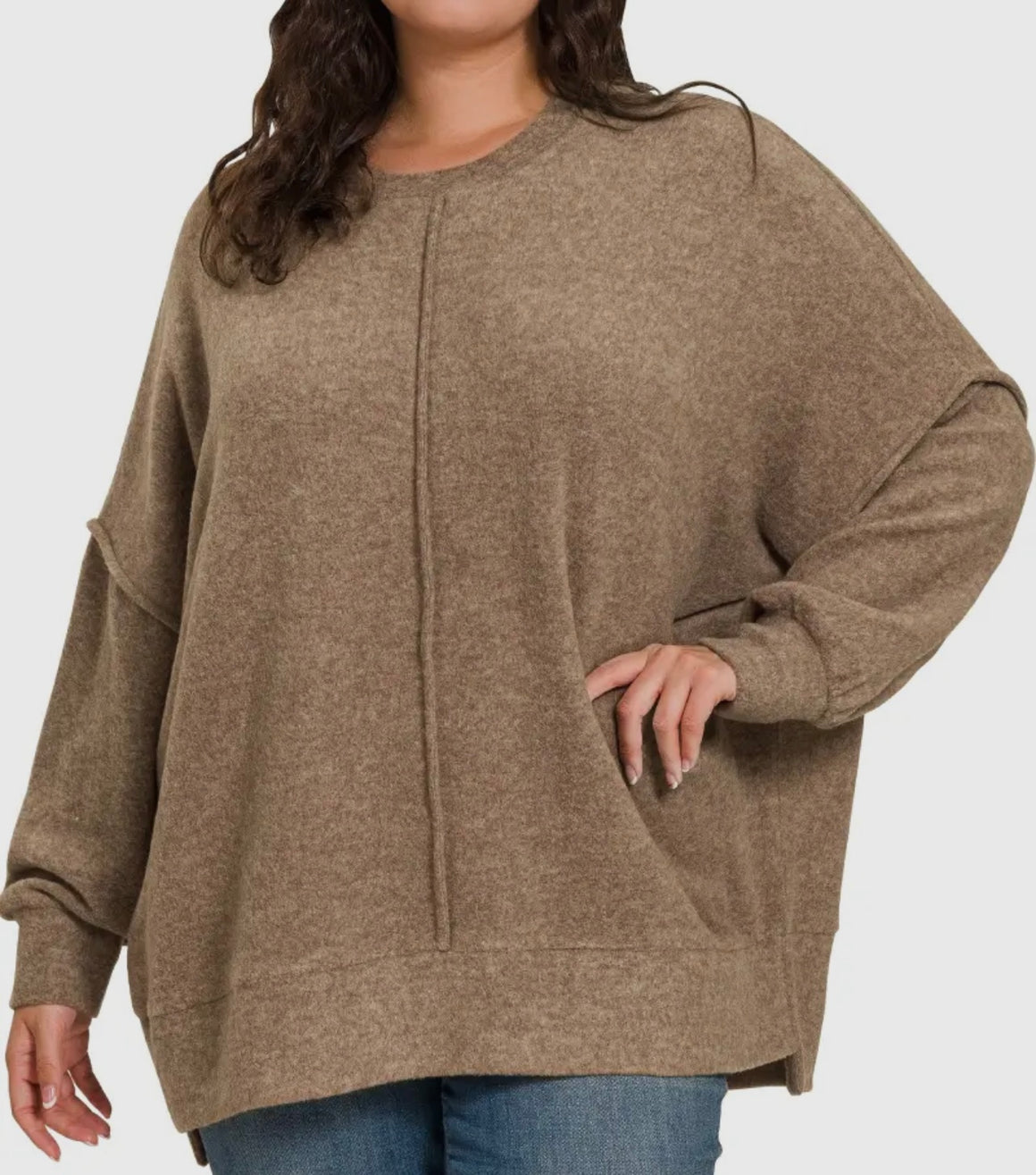 PBF Brushed Fleece Mocha Top Extended