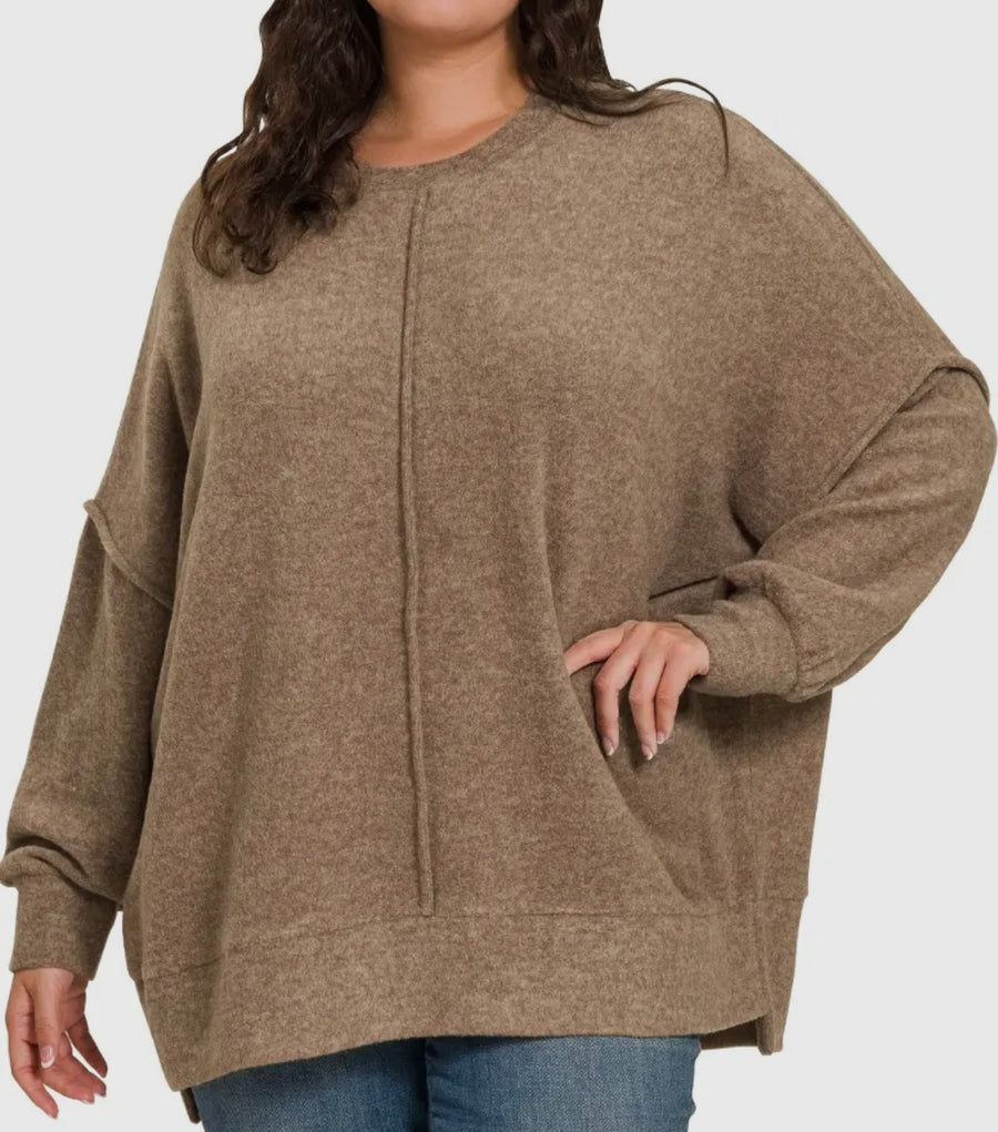 PBF Brushed Fleece Mocha Top Extended