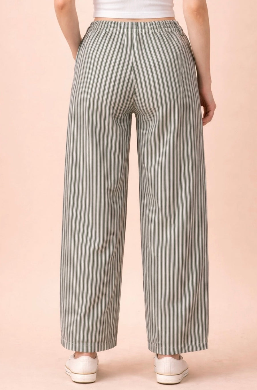 Alex Stripped Green Barrel Jean