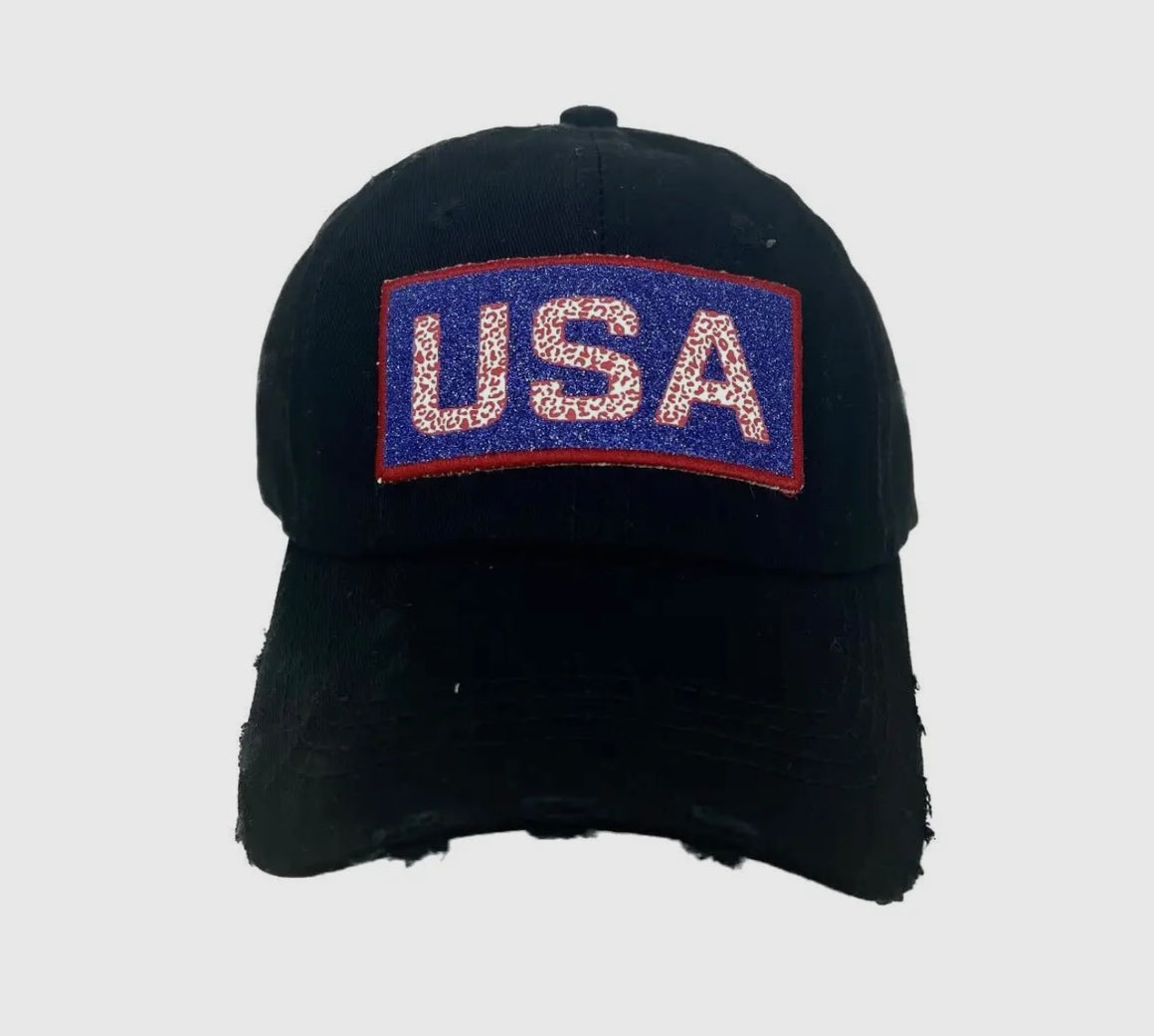 Shimmer & Shine USA Patch Black Distressed Hat