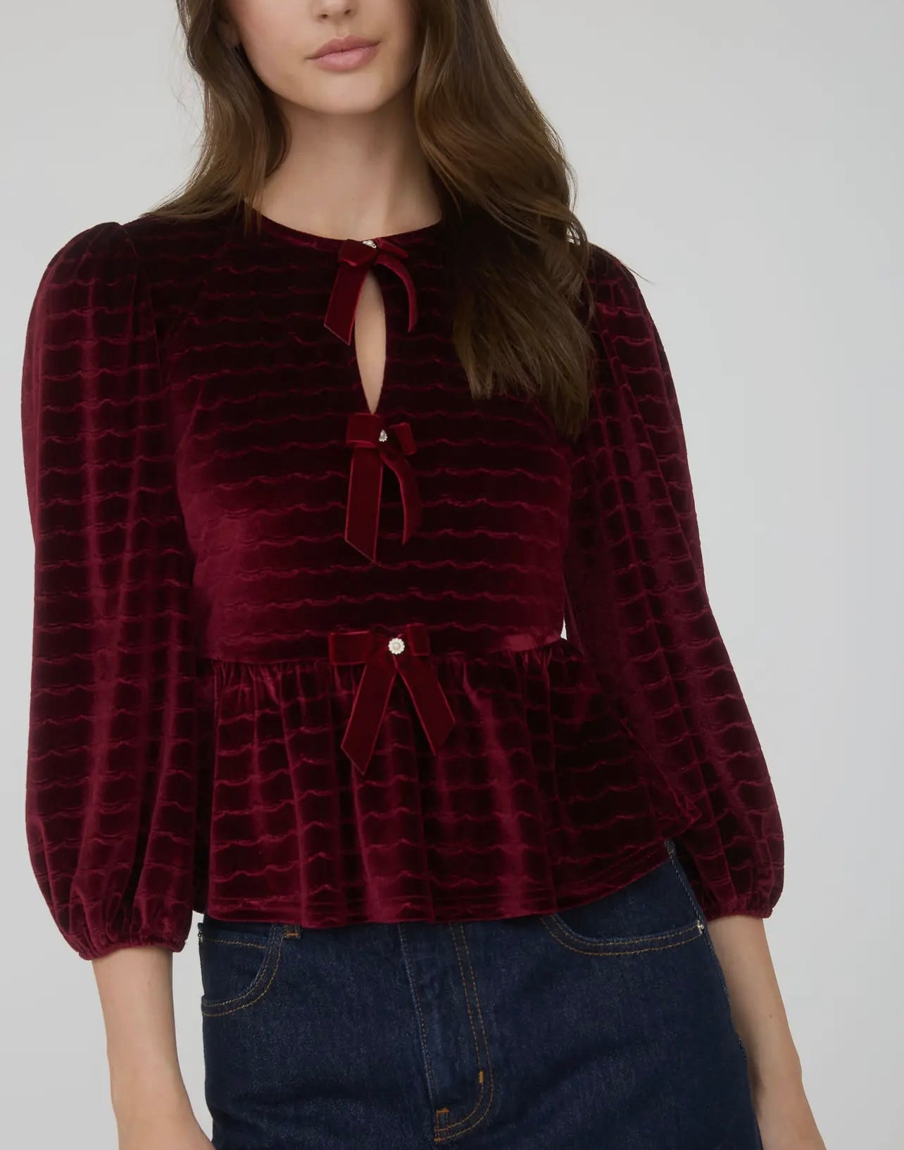 Holiday Nights Burgundy Velvet Top