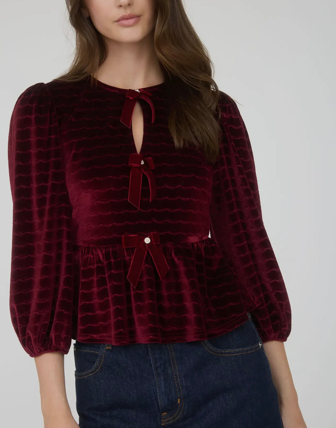 Holiday Nights Burgundy Velvet Top