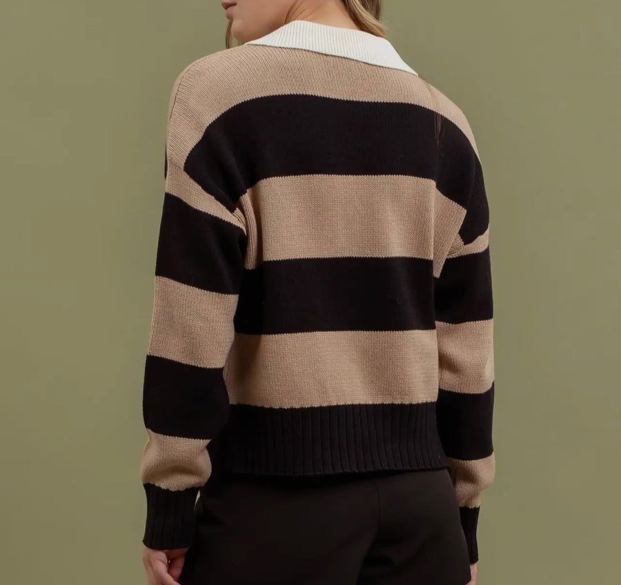 Be You Stripe Collar Sweater Top