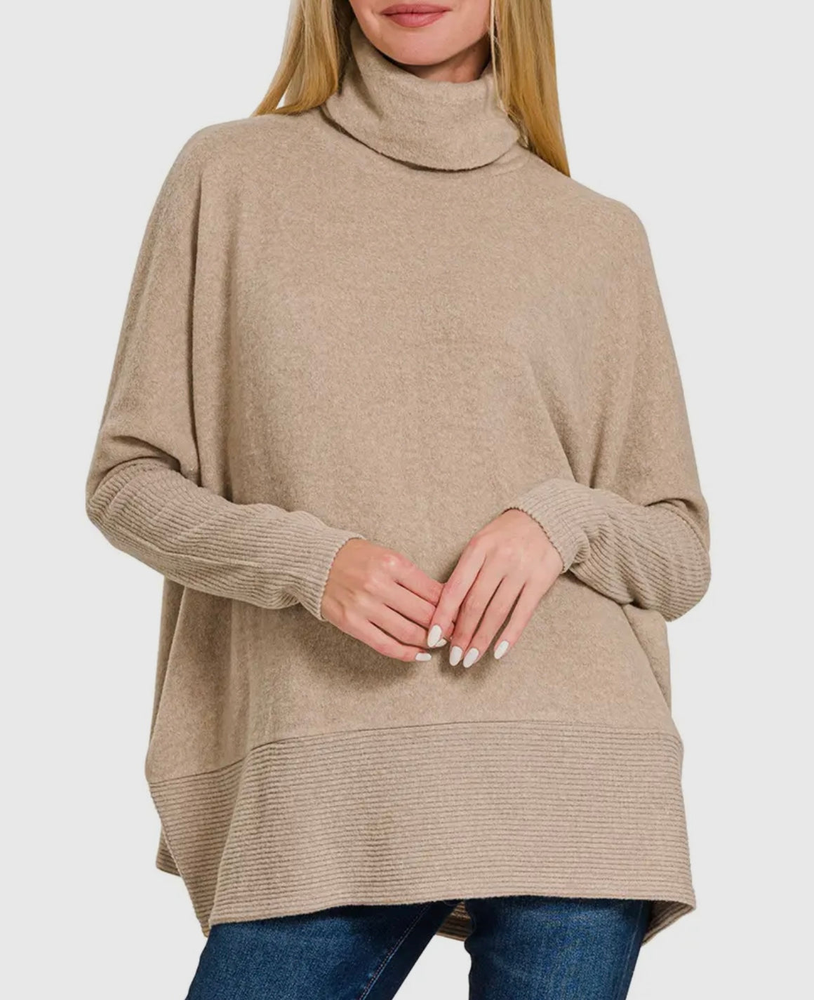 Mel Brushed Mocha Smock Neck Top