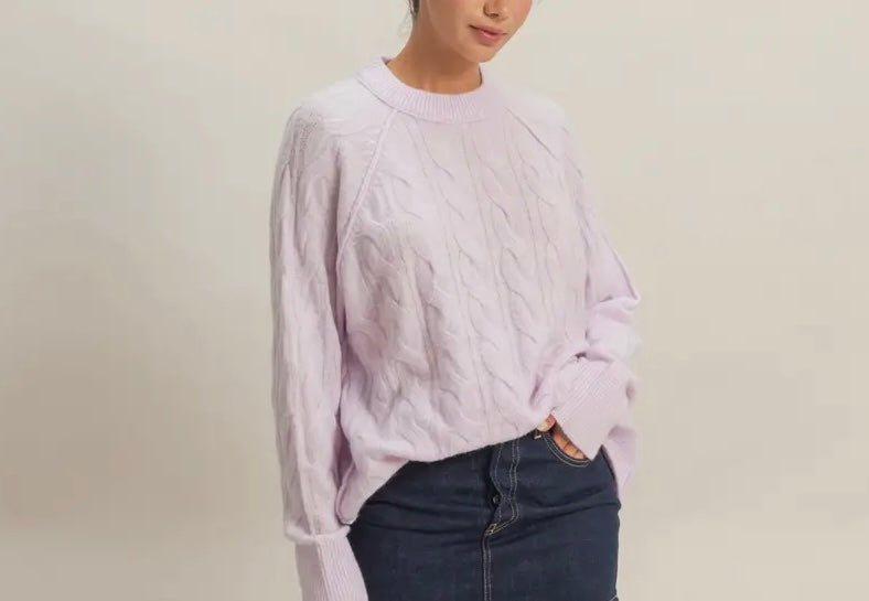 Nettie Lilac Cable-Knit Sweater