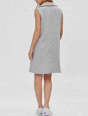 Game Day Collared Scuba Grey Dress