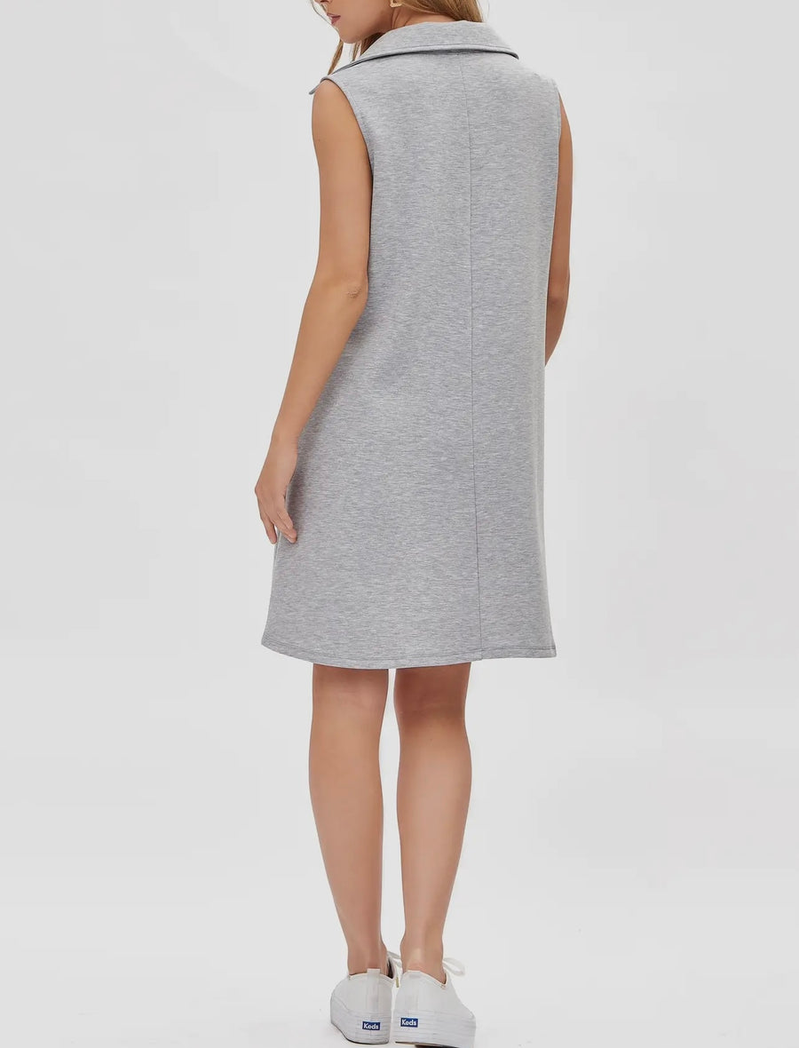 Game Day Collared Scuba Grey Dress