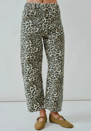 Noel Leopard Slouch Crop Barrel Jean