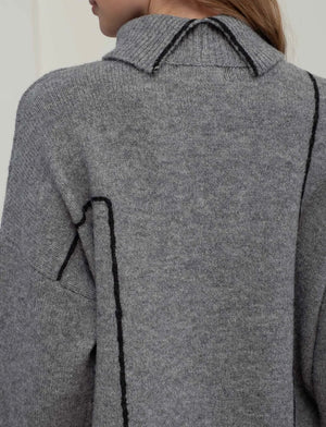 Time To Go Contrast Line Detail Sweater