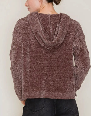 Cozy Chenille Mocha Hooded Sweater