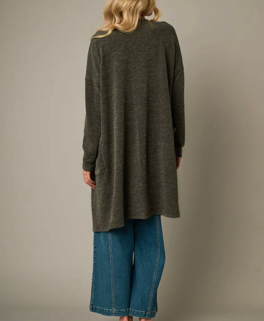 Remi Olive Waffle Knit Cardigan