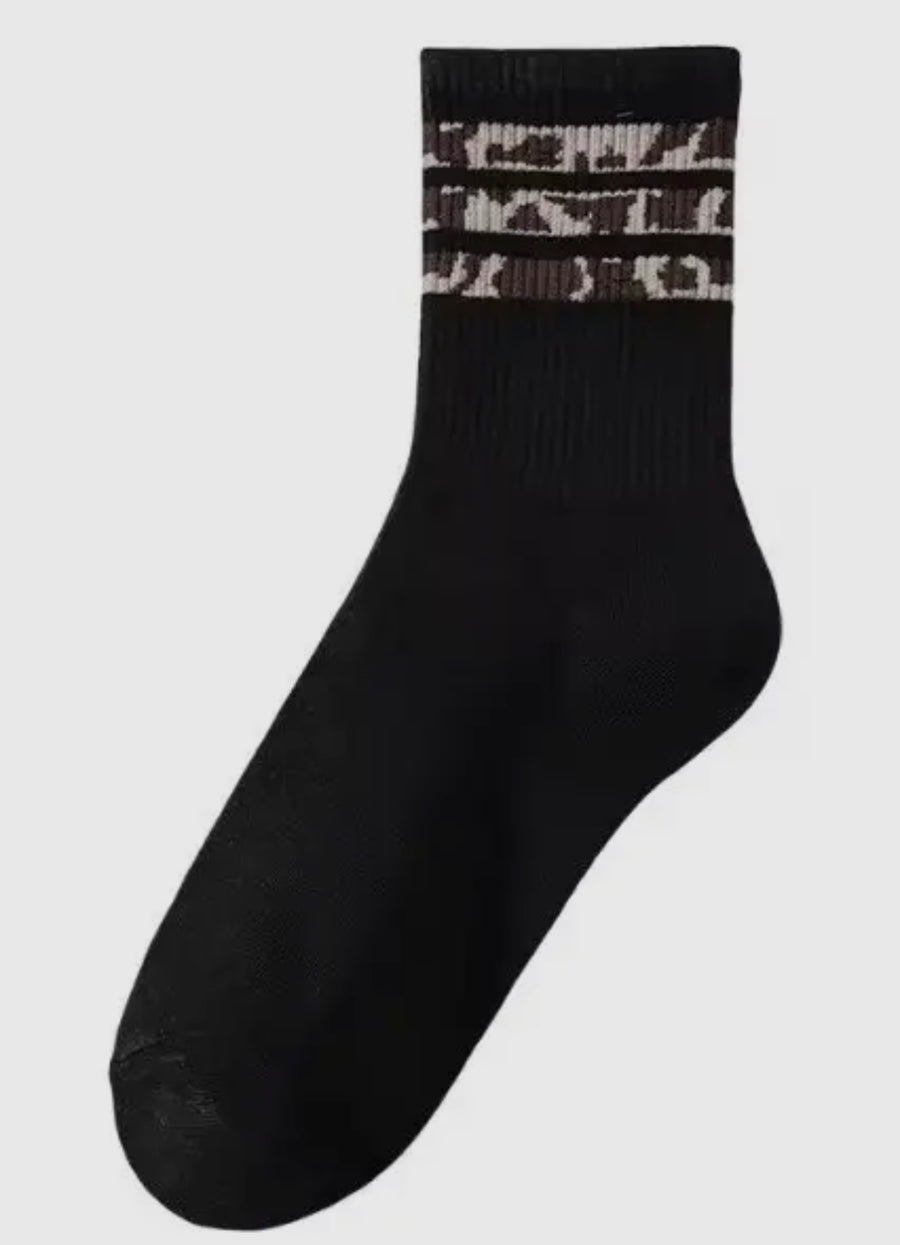 PBF Print Black Half Crew Sock
