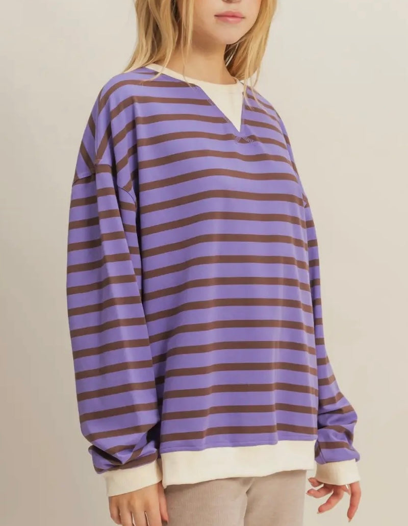 Keller Purple + Brown Striped Top